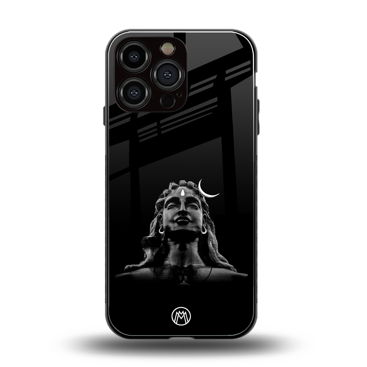 lord shiva black back phone cover | glass case for iphone 15 pro max