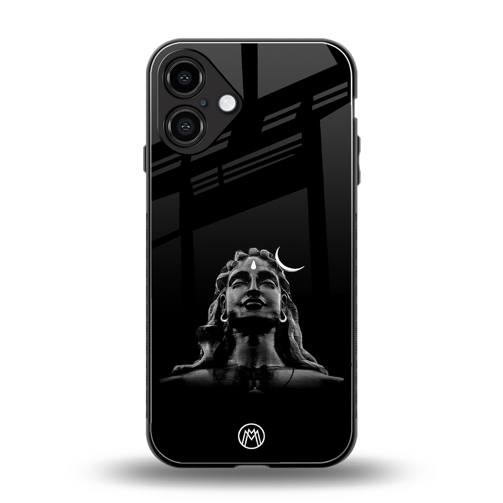 lord shiva black back phone cover | glass case for iphone 16 plus