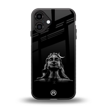 lord shiva black back phone cover | glass case for iphone 16 plus