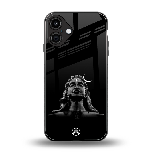 lord shiva black back phone cover | glass case for iphone 16 plus