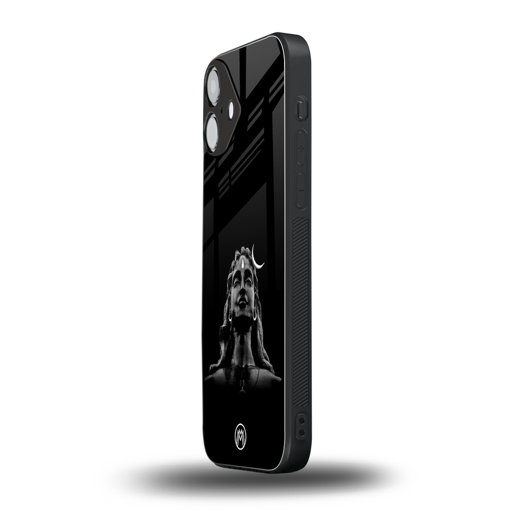 lord shiva black back phone cover | glass case for iphone 16 plus