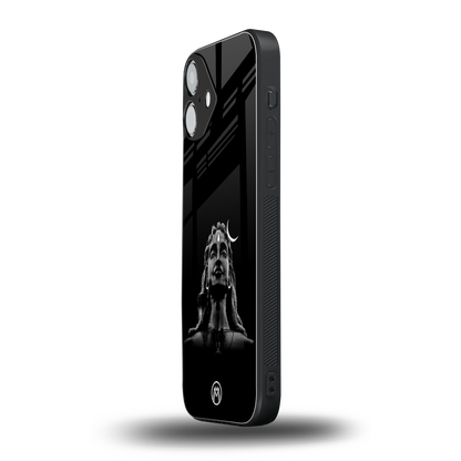 lord shiva black back phone cover | glass case for iphone 16 plus