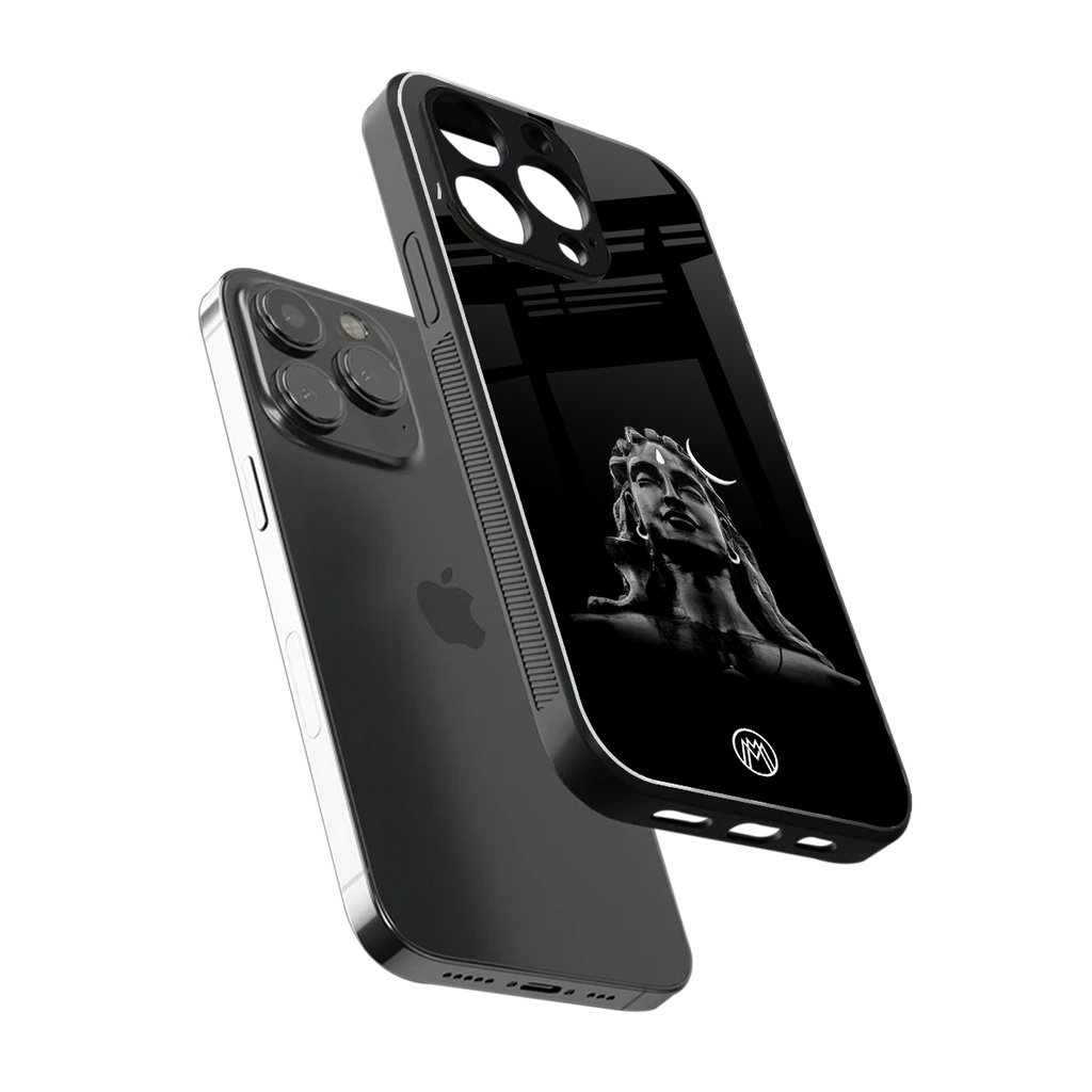 lord shiva black back phone cover | glass case for iphone 16 pro max