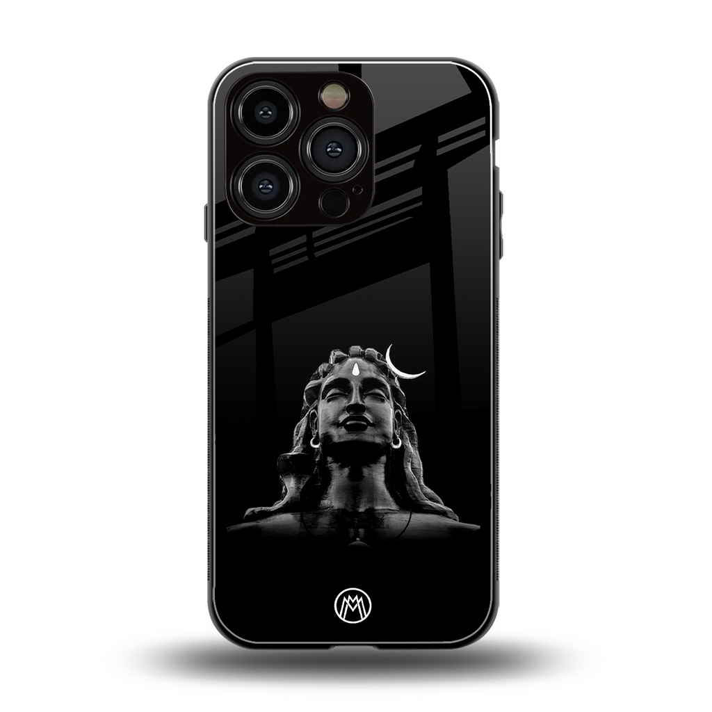 lord shiva black back phone cover | glass case for iphone 16 pro