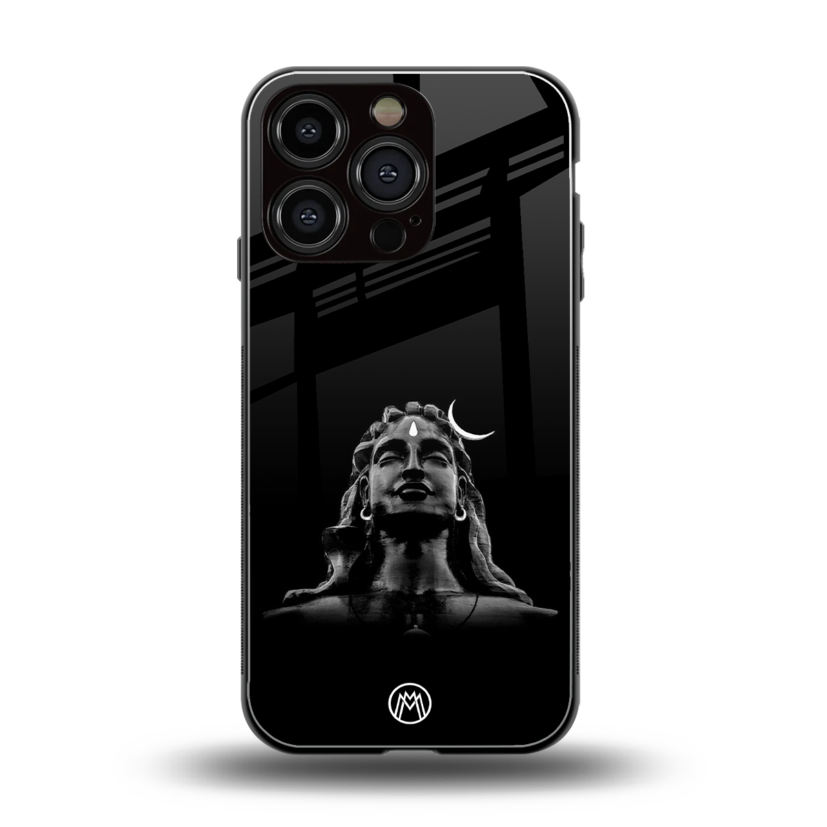 lord shiva black back phone cover | glass case for iphone 16 pro
