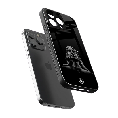 lord shiva black back phone cover | glass case for iphone 16 pro