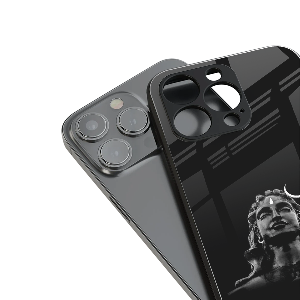 lord shiva black back phone cover | glass case for iphone 16 plus
