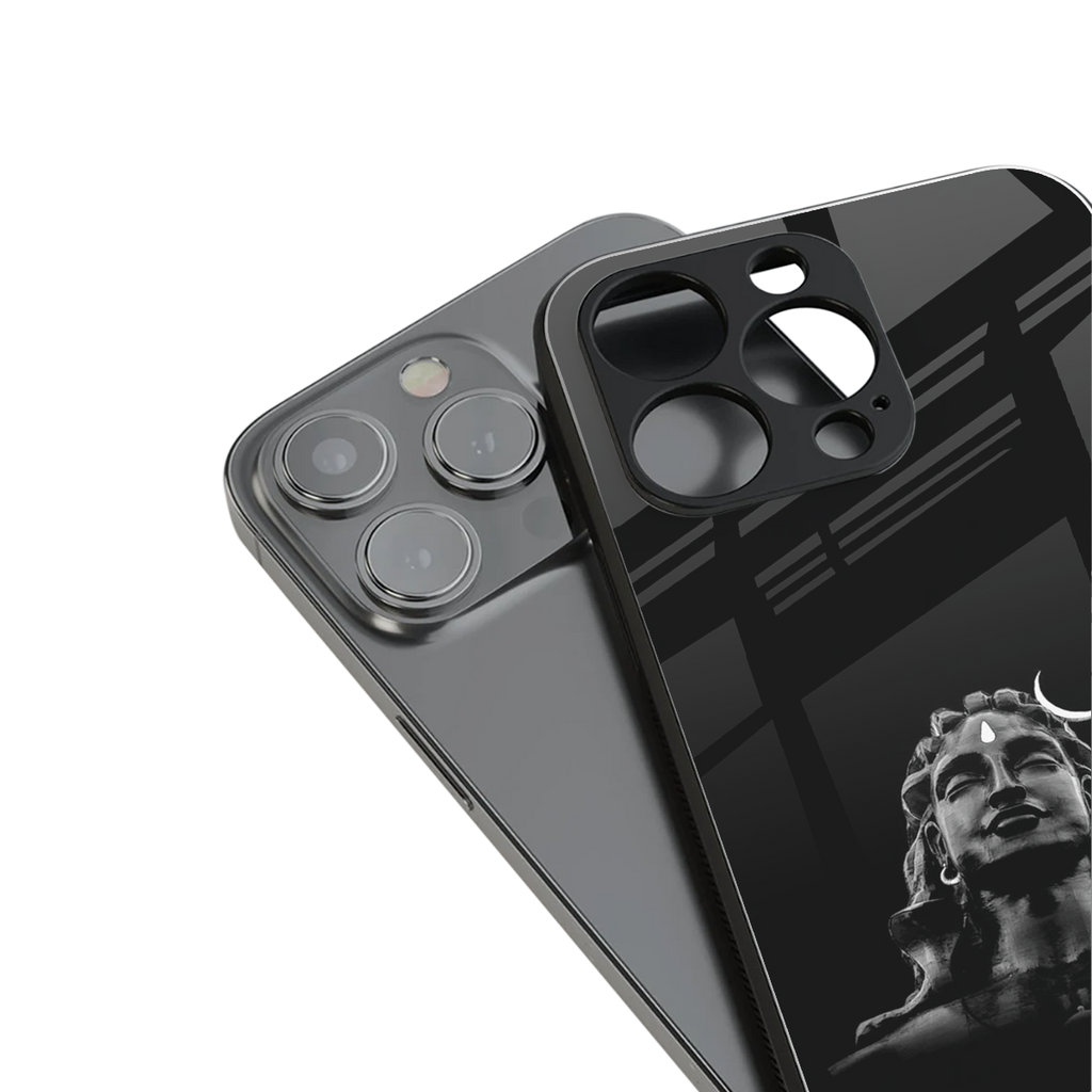 lord shiva black back phone cover | glass case for iphone 14 plus