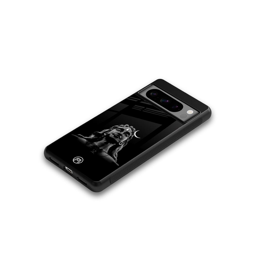 lord shiva black back phone cover | glass case for google pixel 8 pro