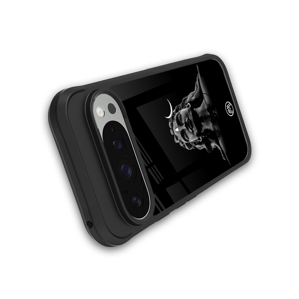 lord shiva black back phone cover | glass case for google pixel 9 pro
