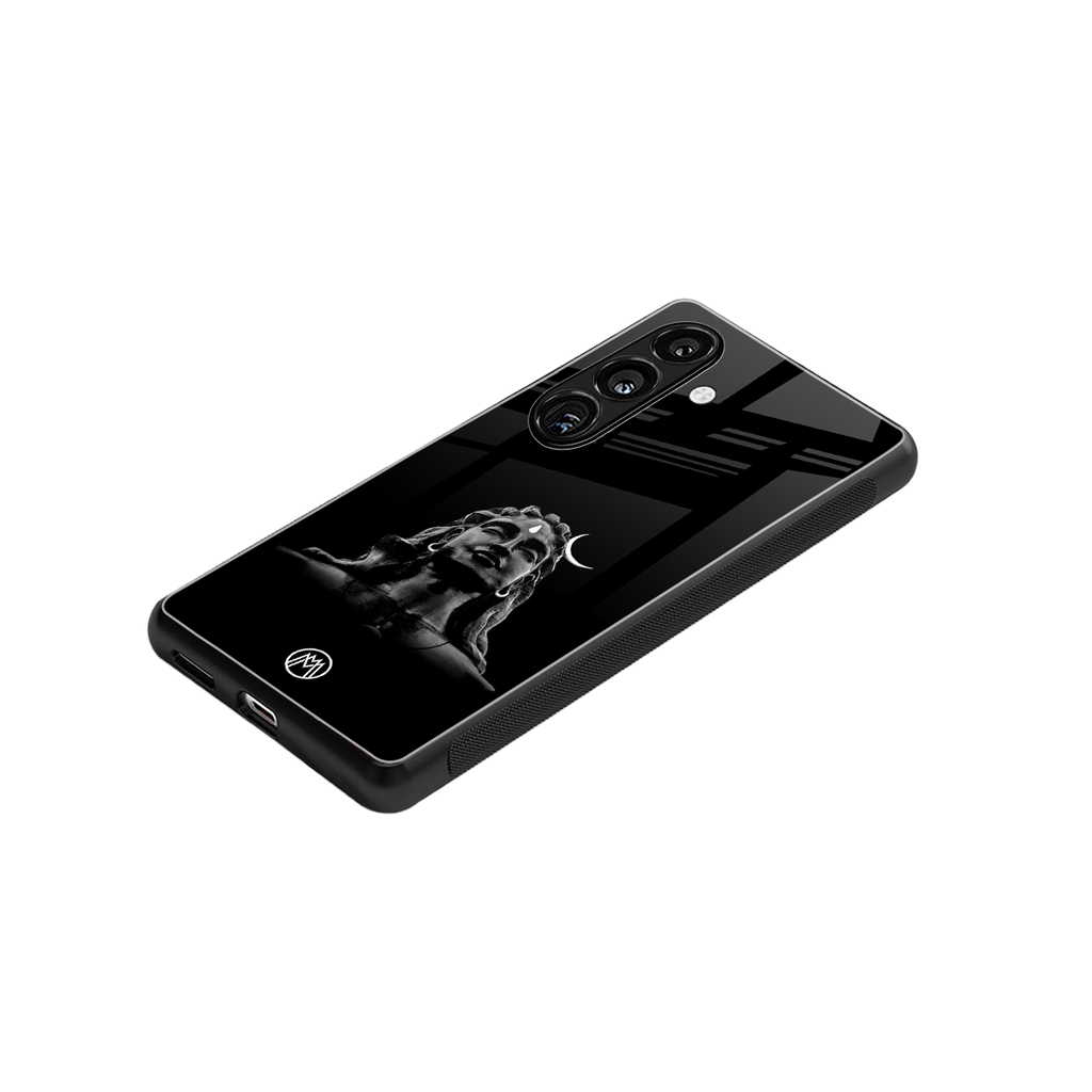 lord shiva black back phone cover | glass case for samsung galaxy s24 fe