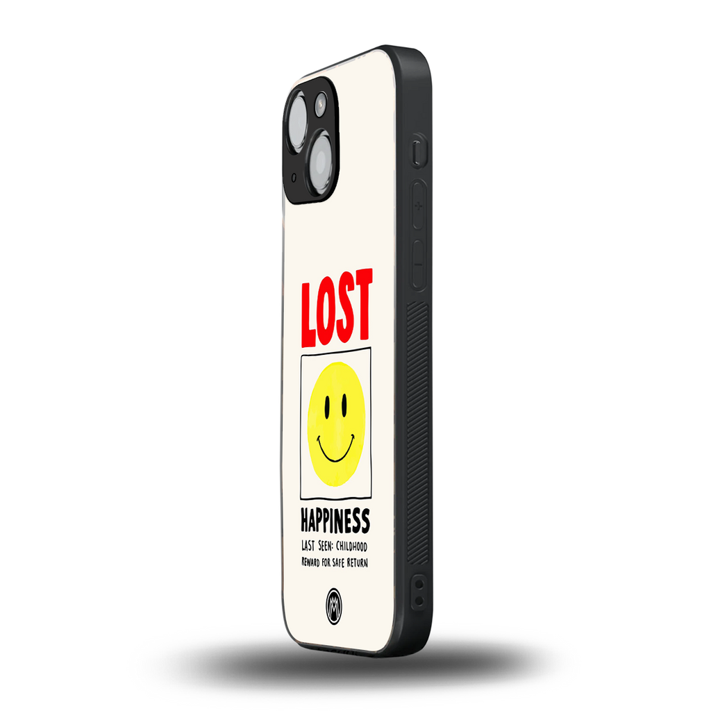 lost happiness back phone cover | glass case for iphone 13 mini