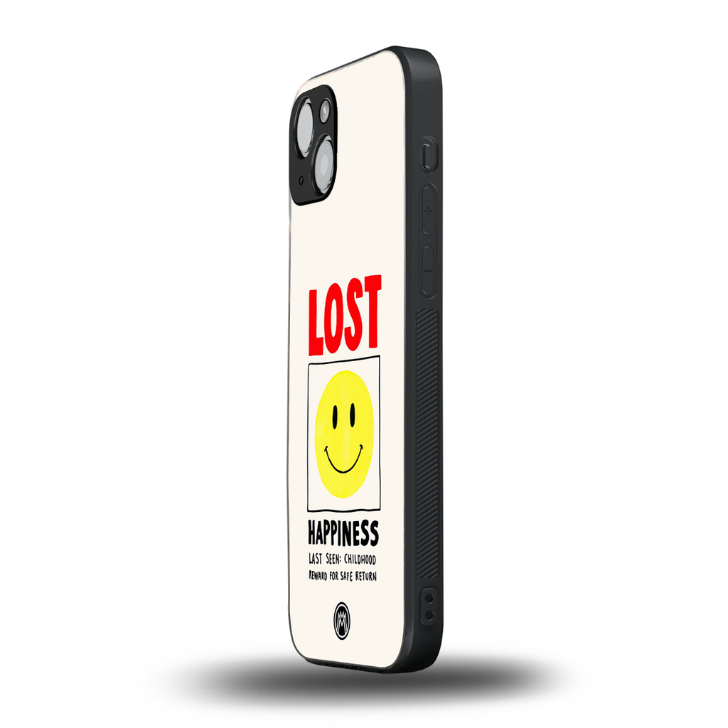 lost happiness back phone cover | glass case for iphone 14 plus