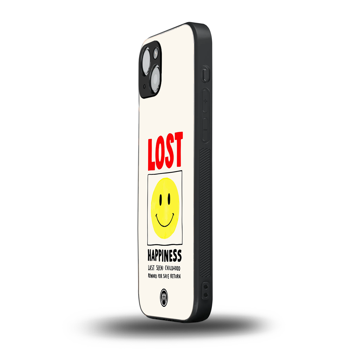 lost happiness back phone cover | glass case for iphone 14 plus