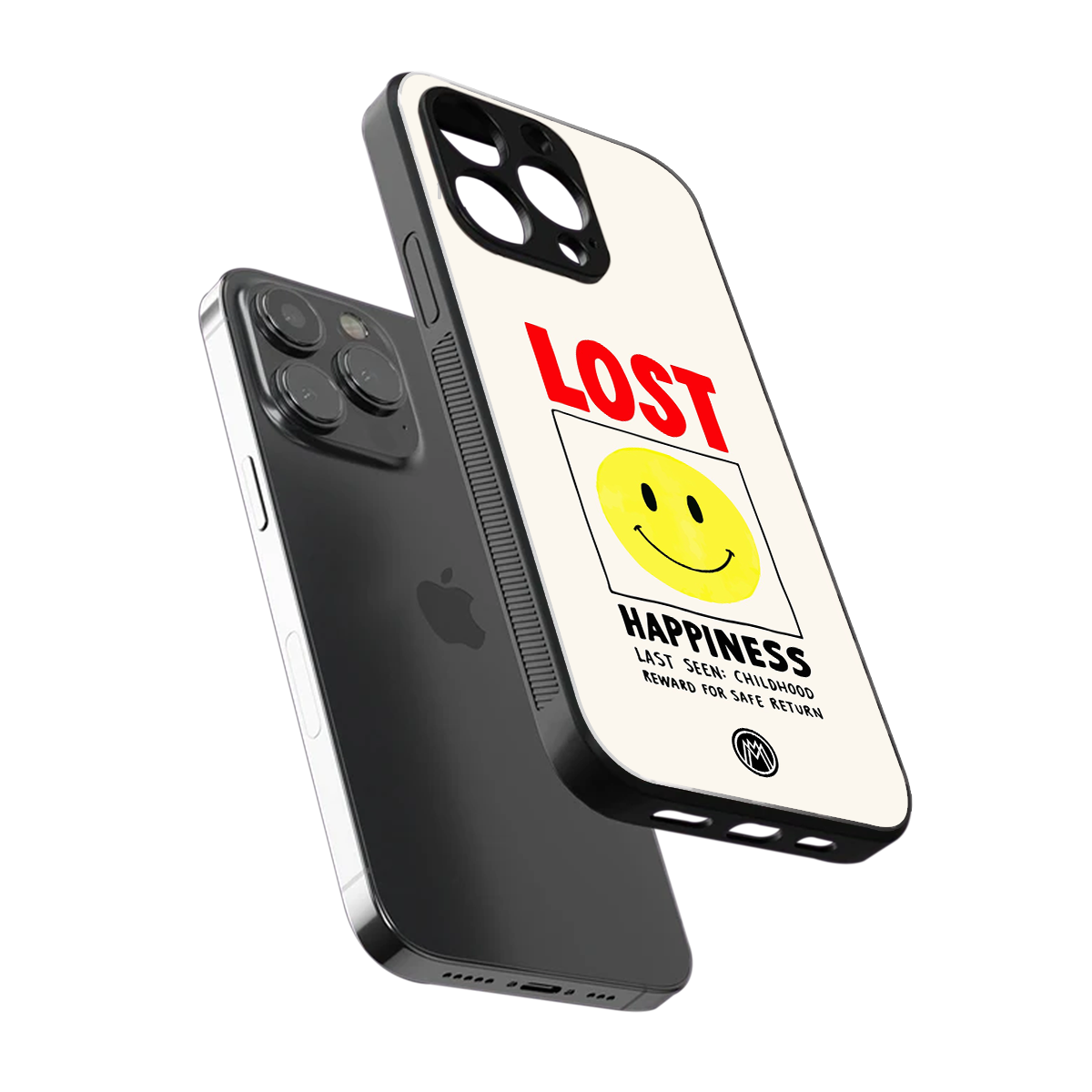 lost happiness back phone cover | glass case for iphone 15 pro max