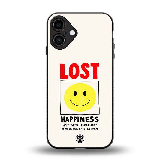 lost happiness back phone cover | glass case for iphone 16 plus