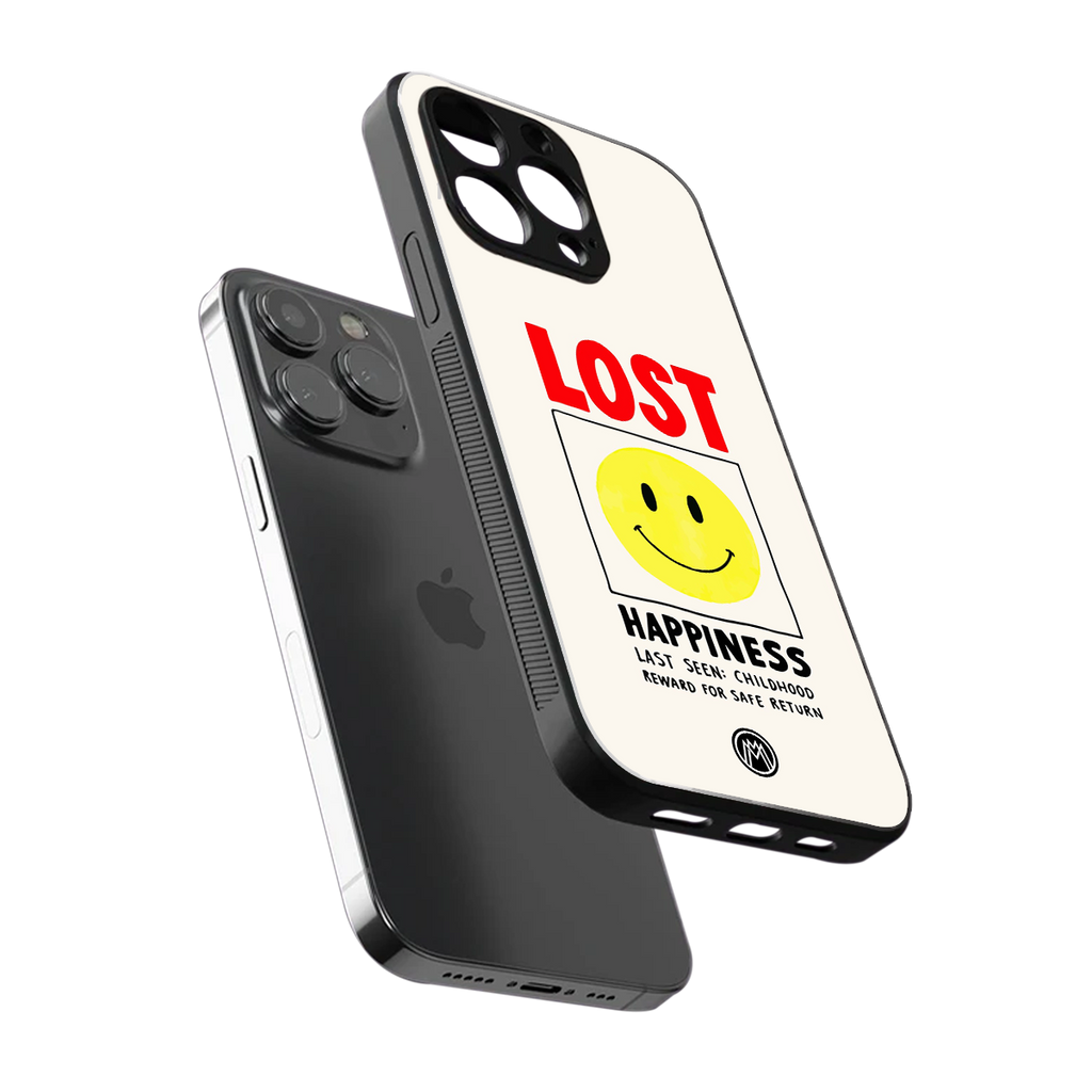 lost happiness back phone cover | glass case for iphone 16 pro max