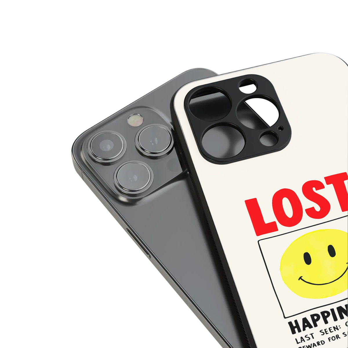 lost happiness back phone cover | glass case for iphone 16 plus