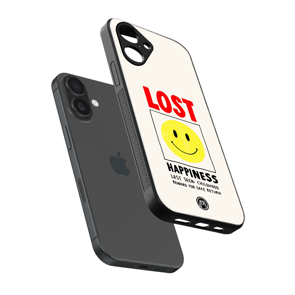 lost happiness back phone cover | glass case for iphone 16