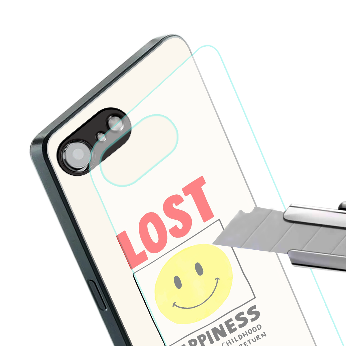 lost happiness back phone cover | glass case for iphone 16e