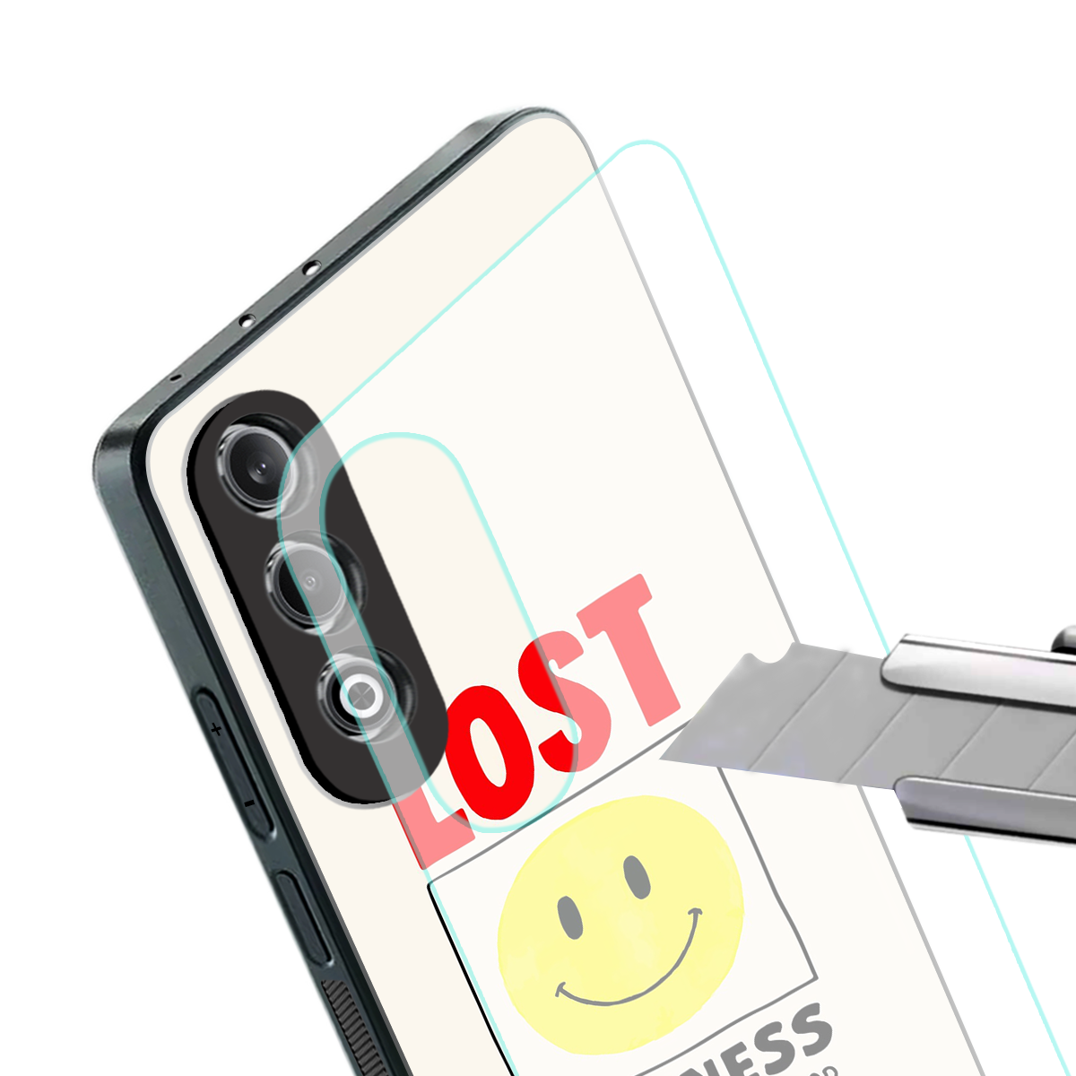 lost happiness back phone cover | glass case for oneplus nord ce 4
