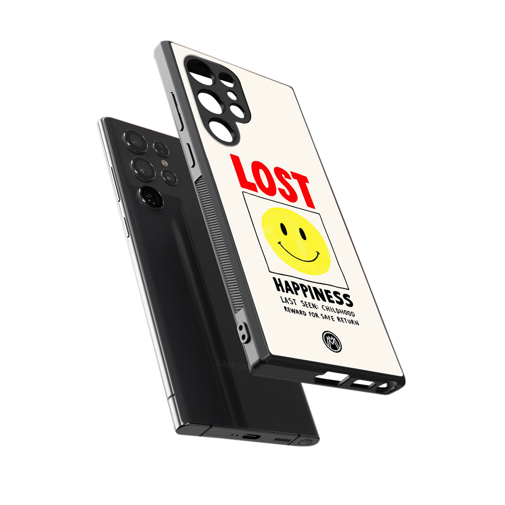lost happiness back phone cover | glass case for samsung galaxy s23 ultra