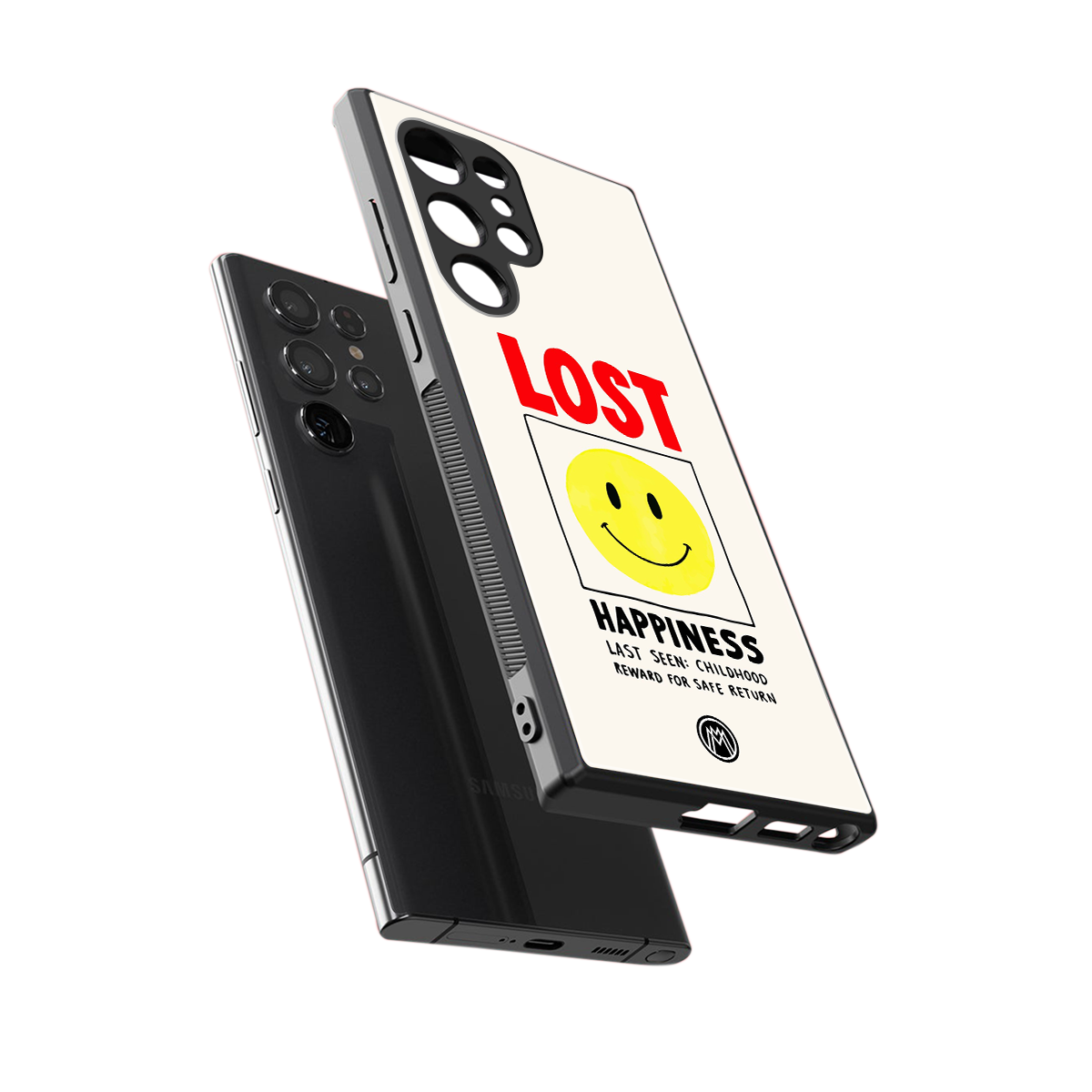 lost happiness back phone cover | glass case for samsung galaxy s23 ultra