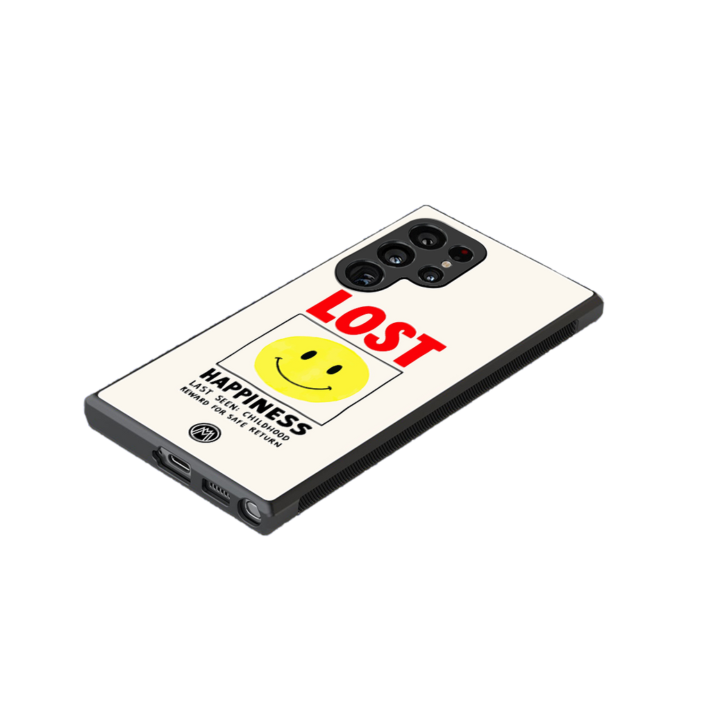 lost happiness back phone cover | glass case for samsung galaxy s23 ultra
