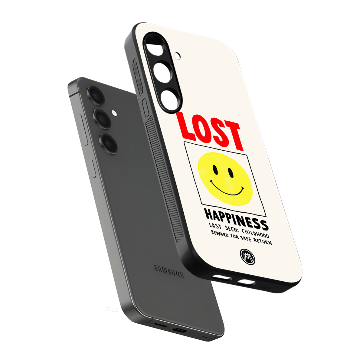 lost happiness back phone cover | glass case for samsung galaxy s24 plus