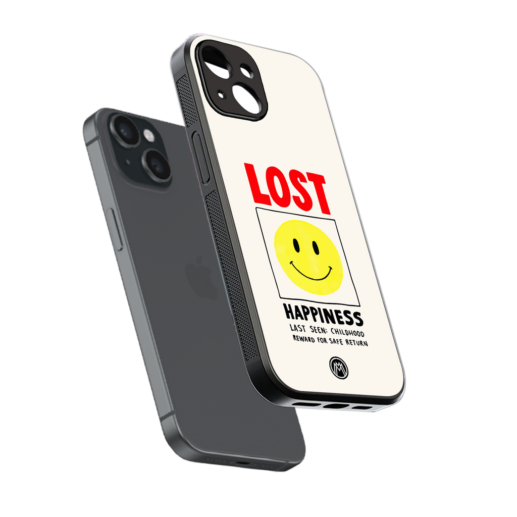 lost happiness back phone cover | glass case for iphone 15