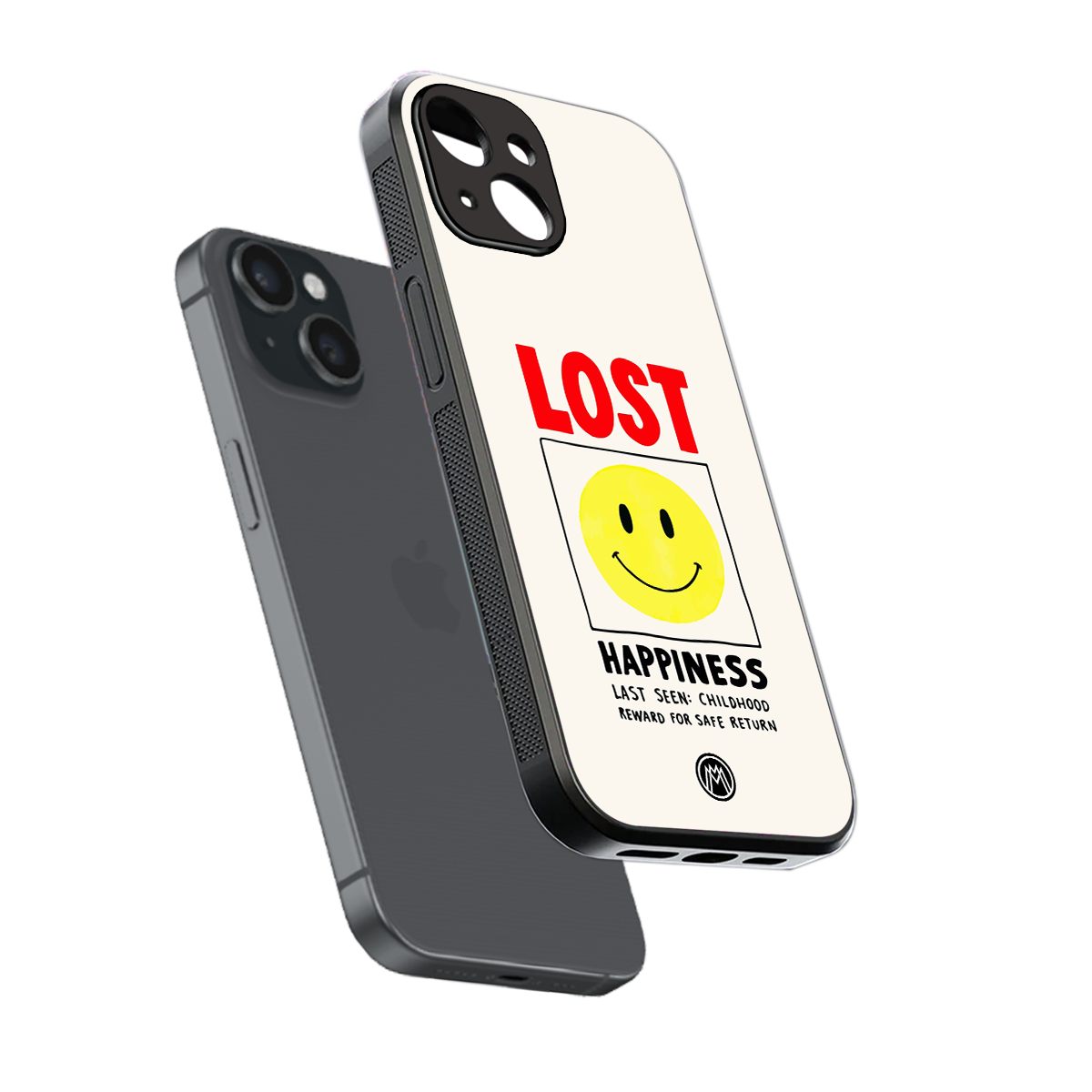 lost happiness back phone cover | glass case for iphone 15