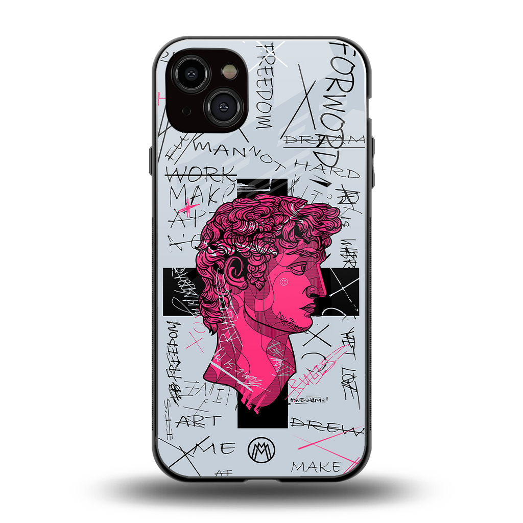 lost in reality david back phone cover | glass case for iphone 15 plus