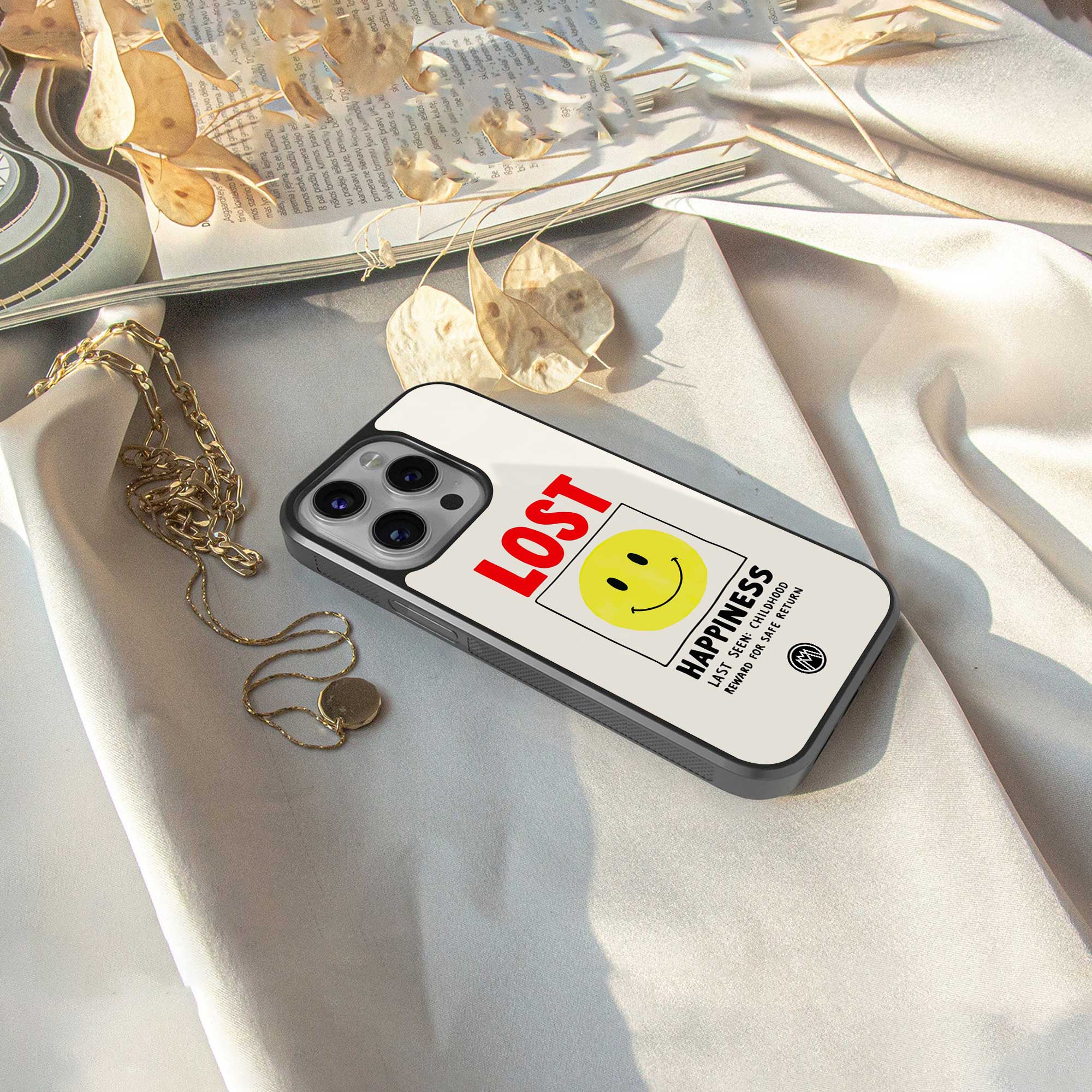 lost happiness back phone cover | glass case for samsung galaxy s24