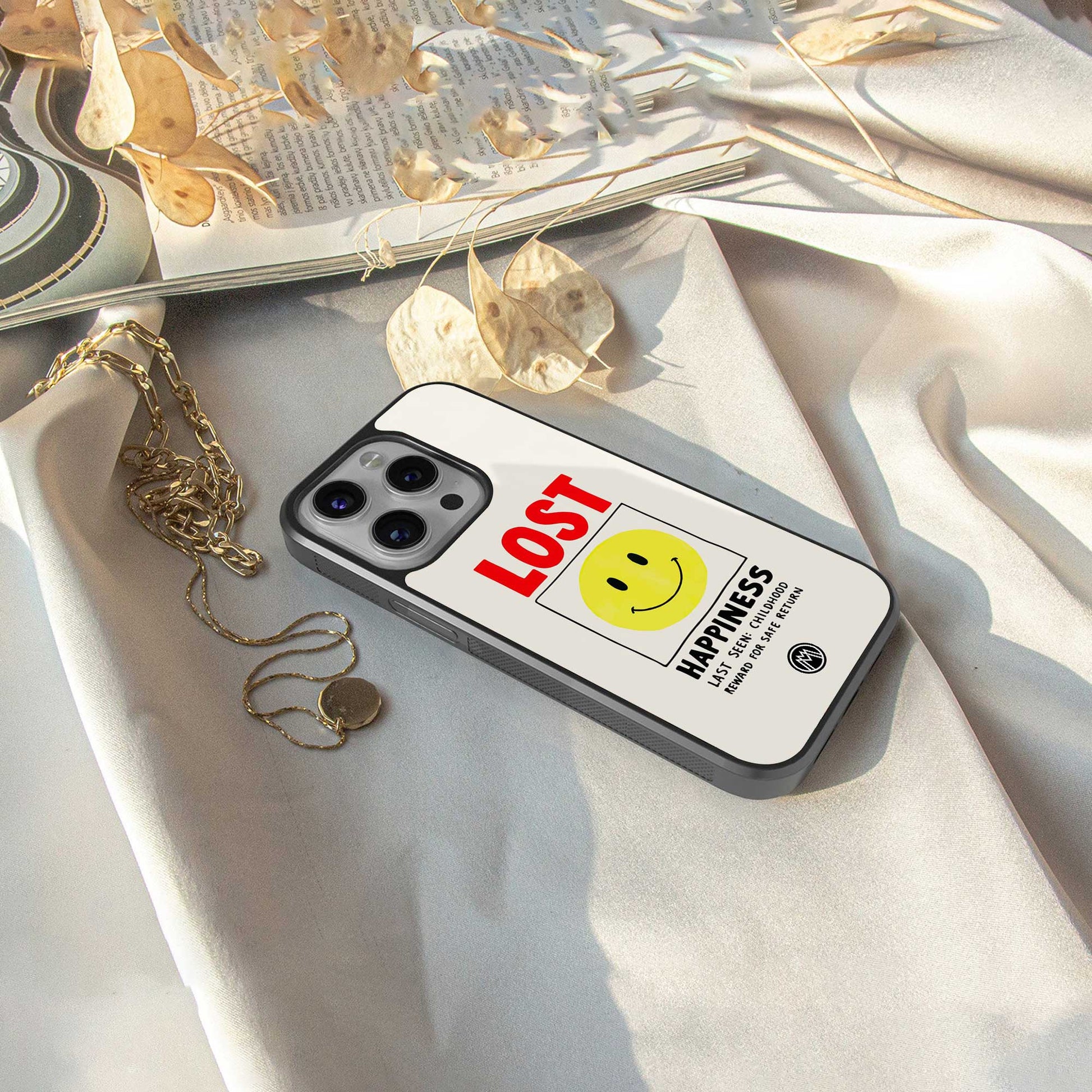 lost happiness back phone cover | glass case for iphone 13 pro max