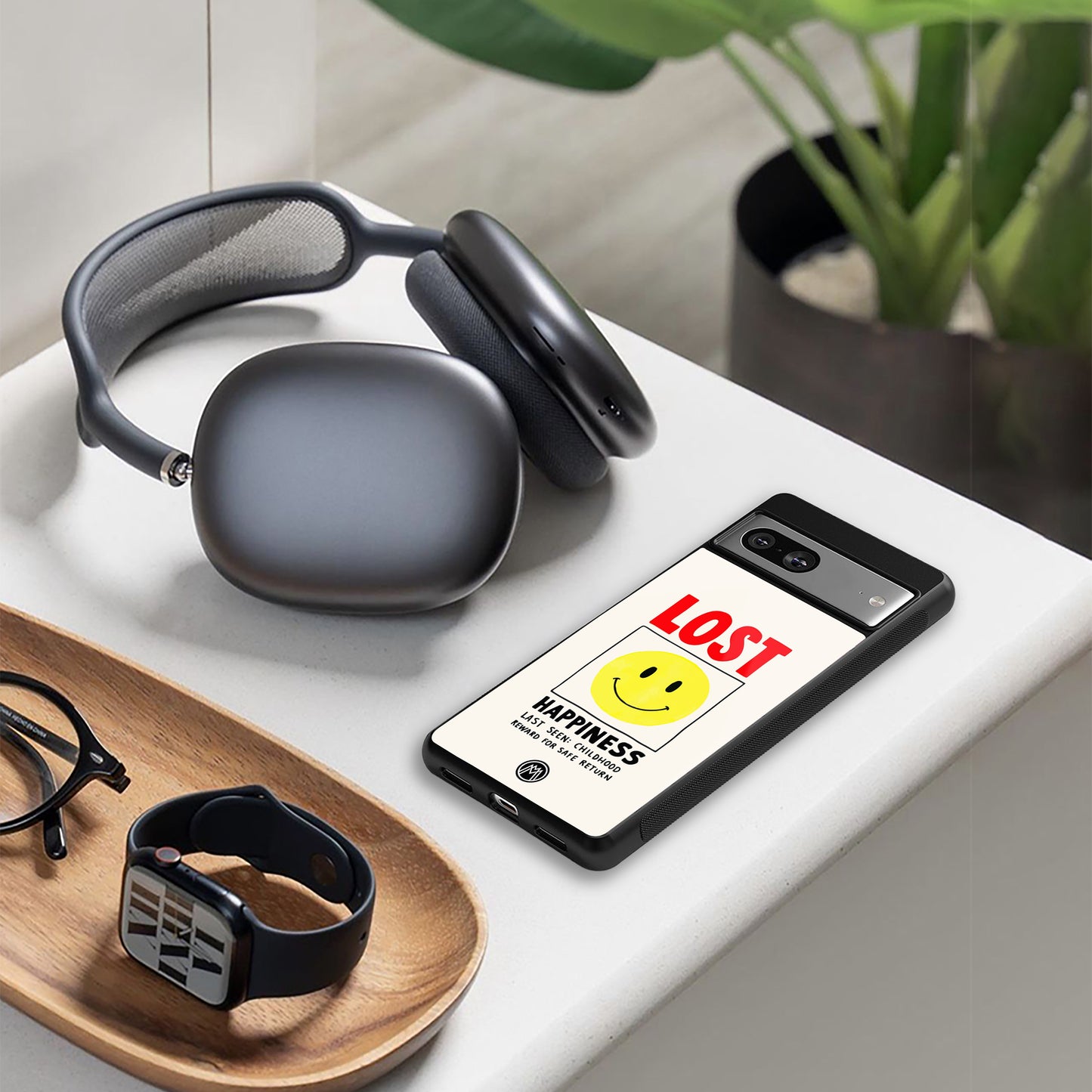 lost happiness back phone cover | glass case for iphone 16