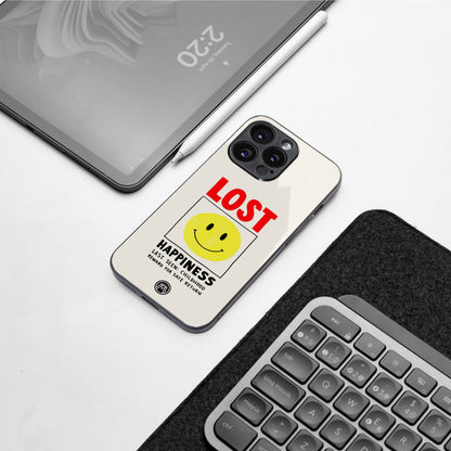 lost happiness back phone cover | glass case for iphone 15 pro