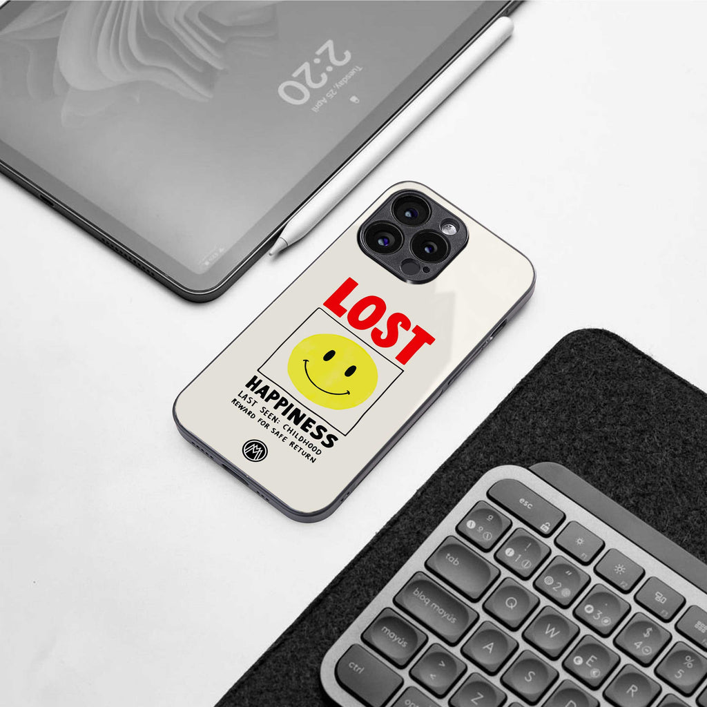 lost happiness back phone cover | glass case for samsung galaxy s25 plus