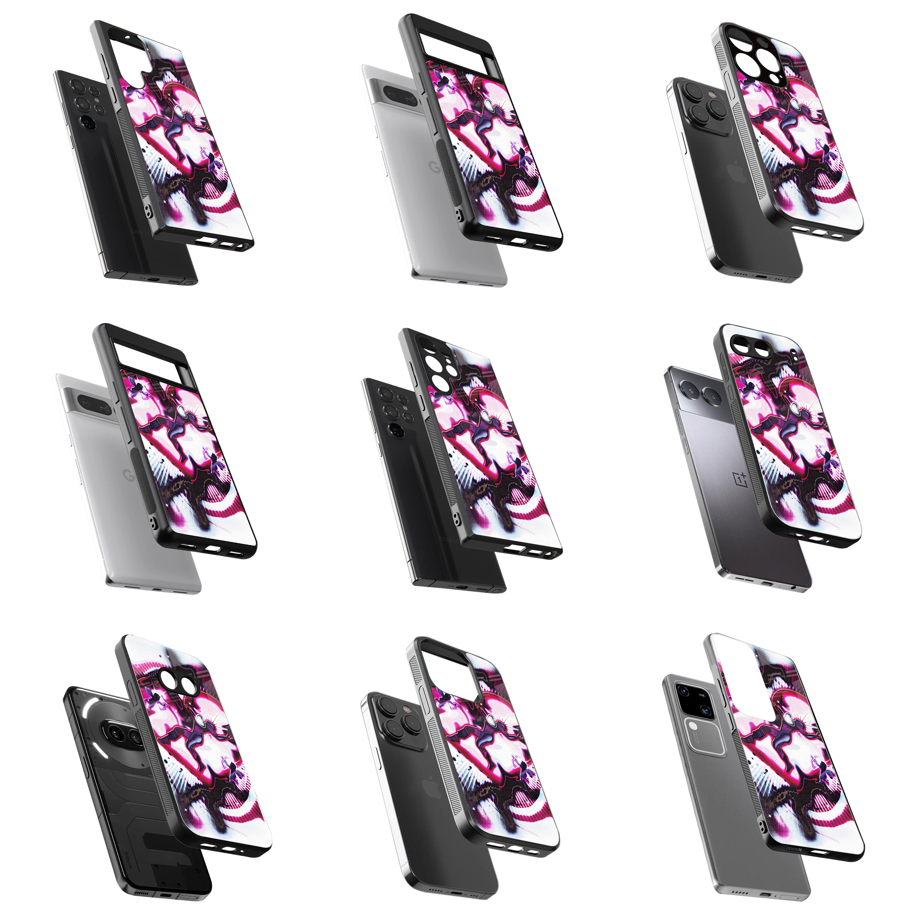 Durable Glass Back Mobile Case for iPhone, Samsung, OnePlus, Google Pixel, Redmi, Vivo, Oppo