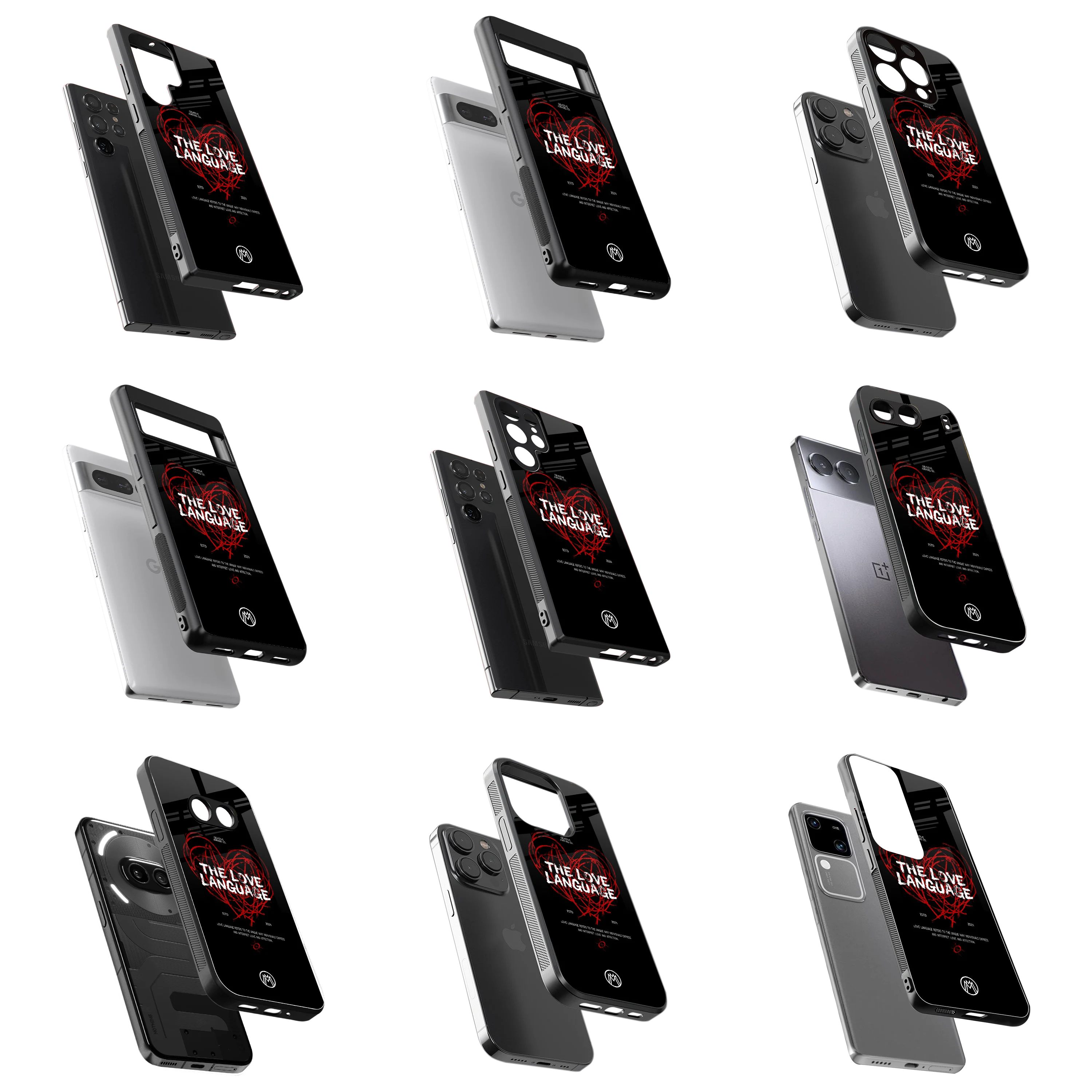 Durable Glass Back Mobile Case for iPhone, Samsung, OnePlus, Google Pixel, Redmi, Vivo, Oppo