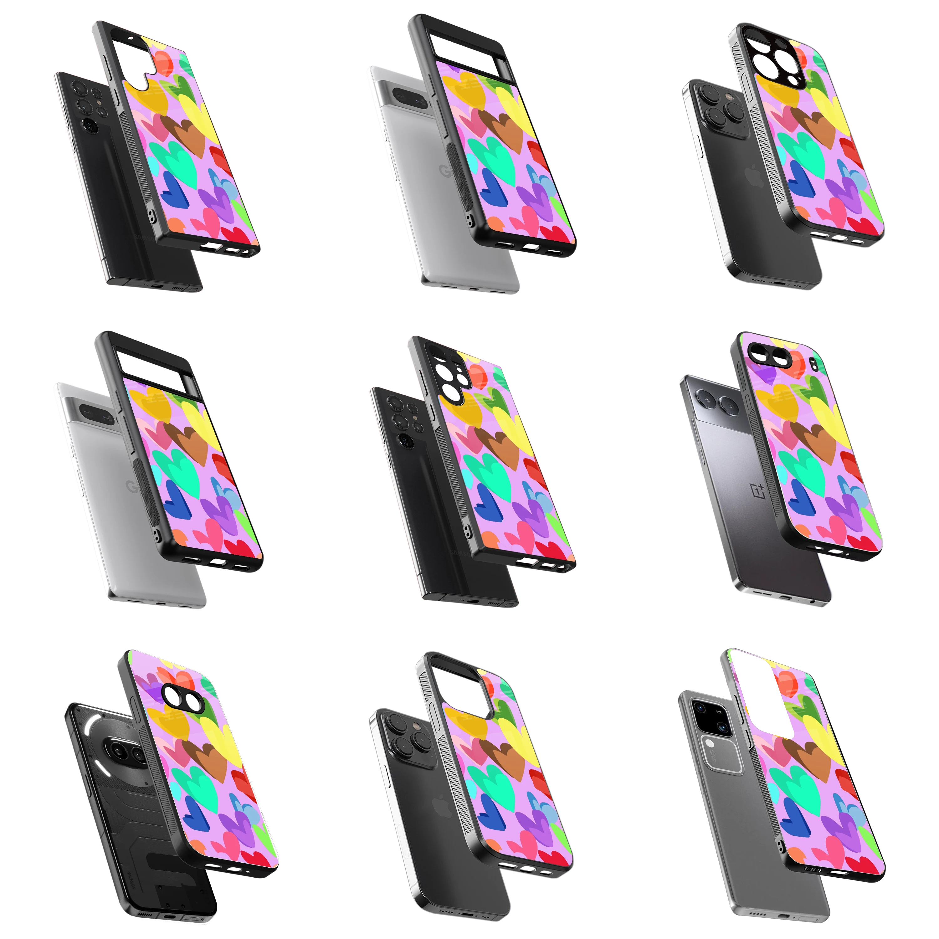 Durable Glass Back Mobile Case for iPhone, Samsung, OnePlus, Google Pixel, Redmi, Vivo, Oppo