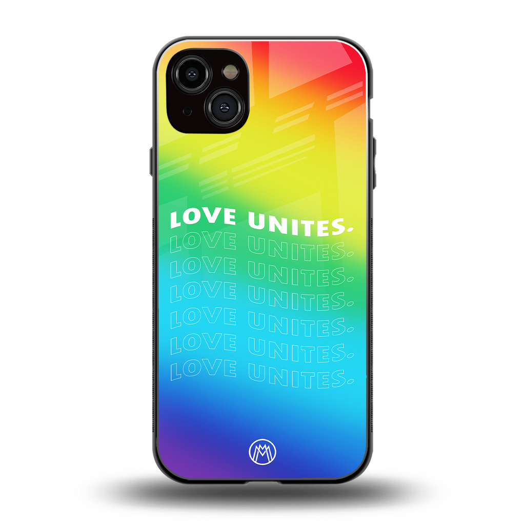 love unites back phone cover | glass case for iphone 14 plus