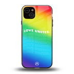 love unites back phone cover | glass case for iphone 14 plus