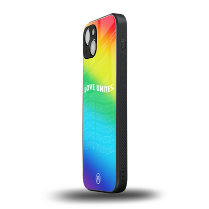 love unites back phone cover | glass case for iphone 15 plus