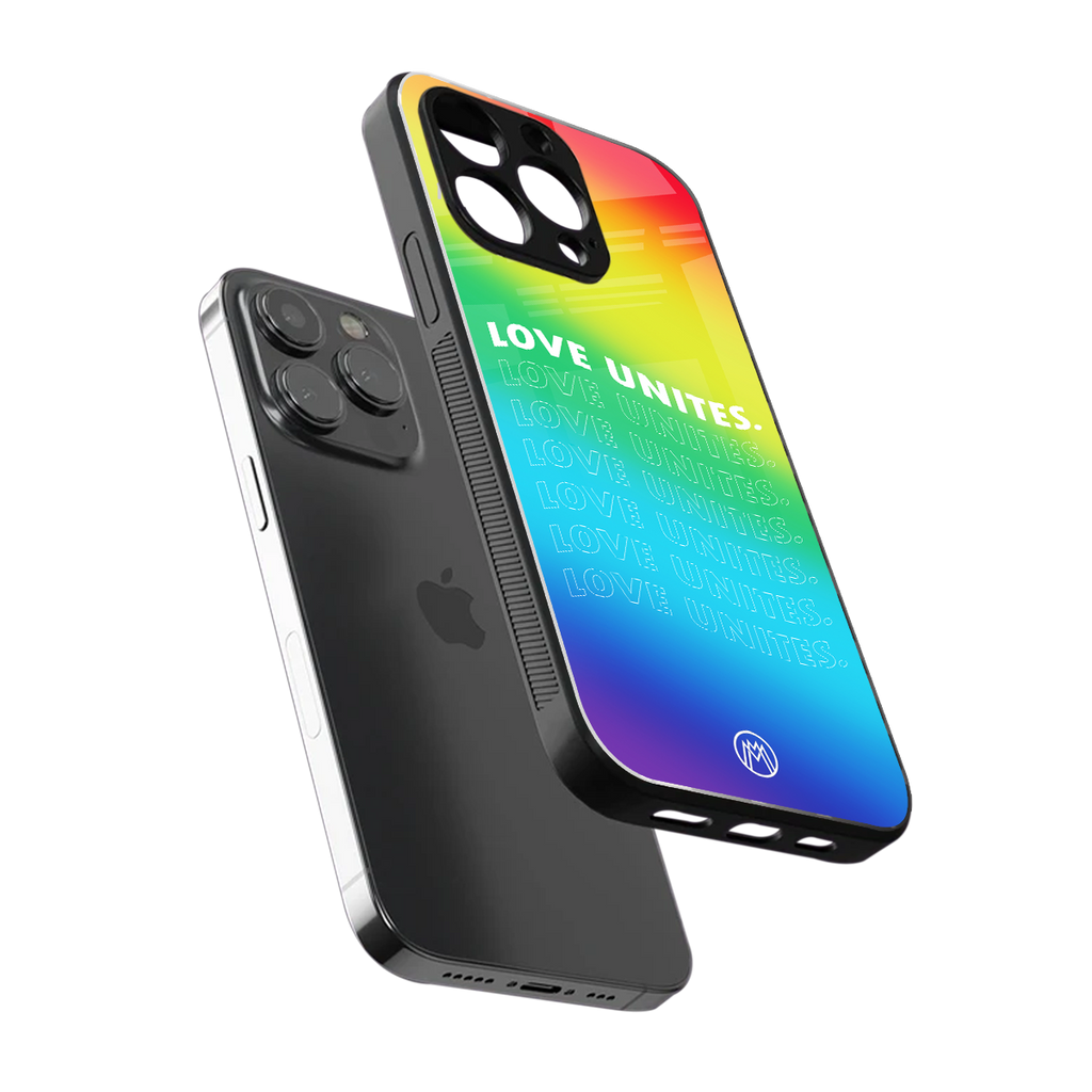 love unites back phone cover | glass case for iphone 15 pro max