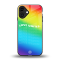 love unites back phone cover | glass case for iphone 16 plus