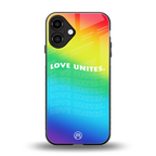 love unites back phone cover | glass case for iphone 16 plus