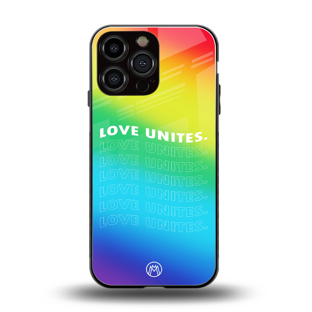 love unites back phone cover | glass case for iphone 16 pro max