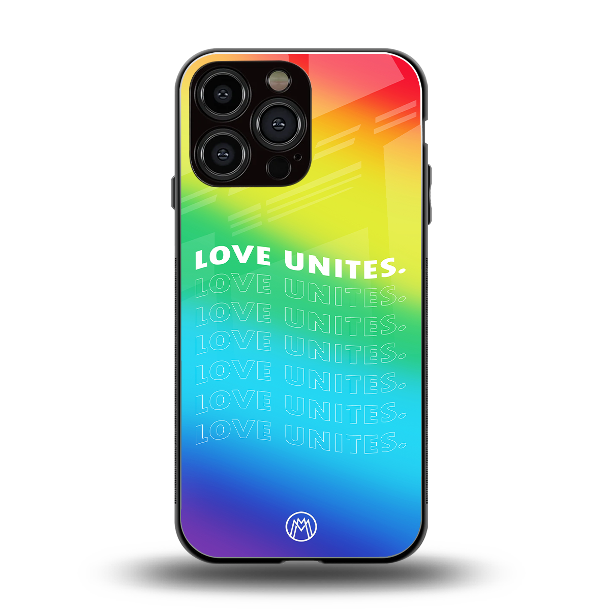 love unites back phone cover | glass case for iphone 16 pro max