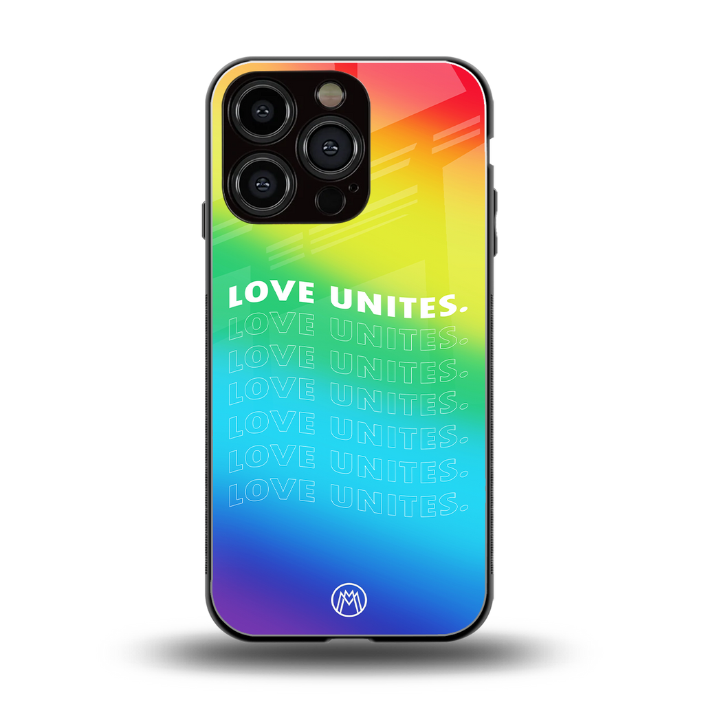 love unites back phone cover | glass case for iphone 16 pro