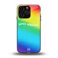 love unites back phone cover | glass case for iphone 16 pro